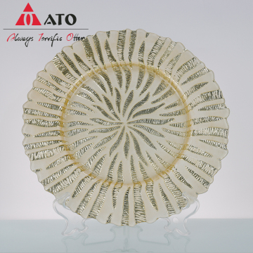 Gold Silver Glass Plate Tabletop Decorative Glass plate