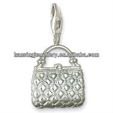High fashion simple silver lady handbag charm