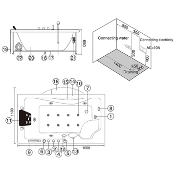 Einzelperson Hydromassage Badewanne