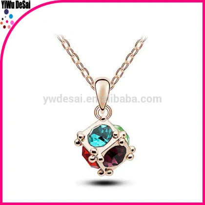 Wholesale women fashion high-grade love rubik cube cubic zircon necklace pendant