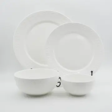 White Color New Bone luxury embossed tableware set