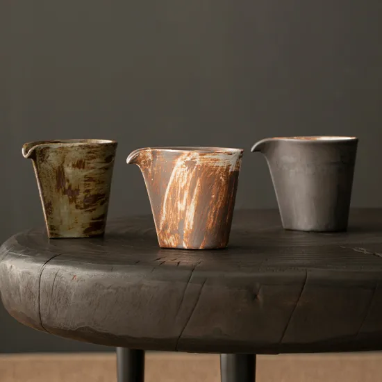 Japanese Retro Handmade Kung Fu Tea Set with Raw Mineral Ceramic Fair Cup: A Unique Teasing Experience