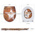 Fanmitrk Toilet Seat Vintage Wood-Colored White Star Pattern