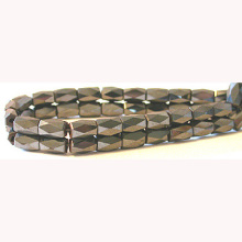 Hematite 18 Faced Tube Beads 5X8MM Grade AB