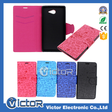 Fashion design mobile book flip magnetic leather case for Sony M2 S50H with card slot