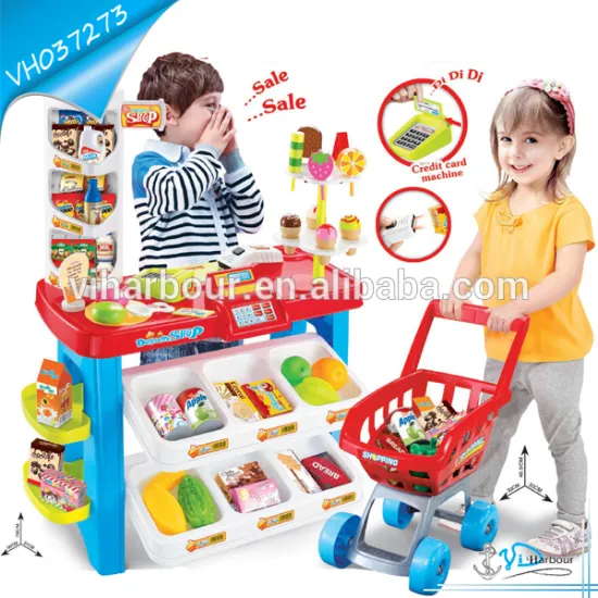 Kids Favor Dessert Shop Market With Shopping Cart Toy Set