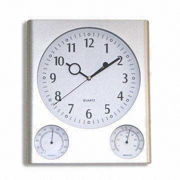 Wall Clock with Temperature and Humidity, Available in Various Colors and Finish