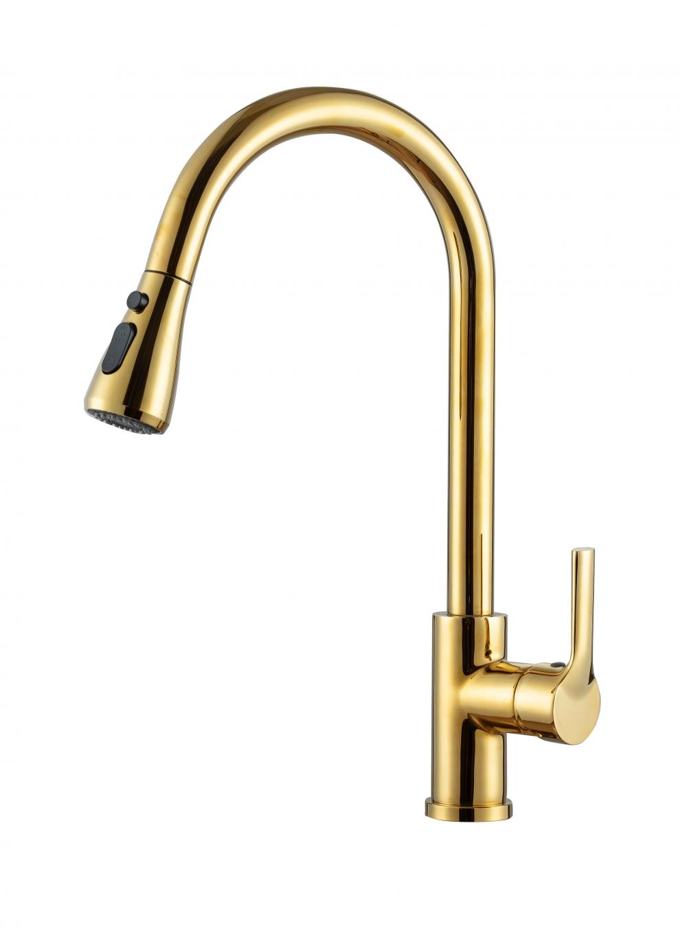 Luxury stainless-steel Pull Down Brushed gold Kitchen Faucet