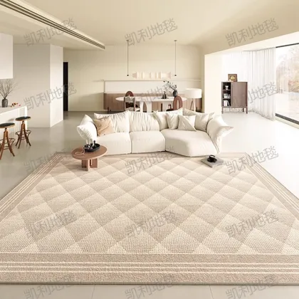 Simple Cream Velvet Living Room Carpet with Water