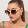 New Round Cat-Eye Half-Frame Sunglasses Trend Retro Versatile Sunglasses