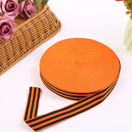 Russia Medal Ribbon: St George Design on Yellow and Black Webbing - Suitable for Bags and Clothing