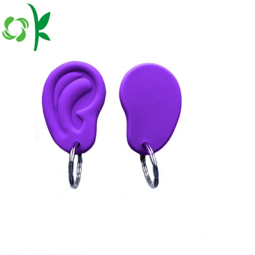 Debossed Unique Design Ear shape Keychain silikon