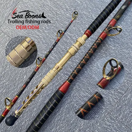 Sea Guide Fiberglass Heavy Duty Deep Sea Tuna Shark Fishing Rod