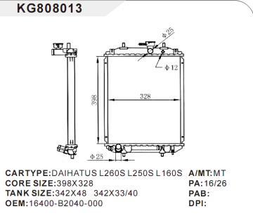 auto radiator car for DAIHATUS L260S L250S L160S OEM:16400-B2040-000