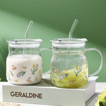 Spring - themed Tulip Refreshing Straw Cup