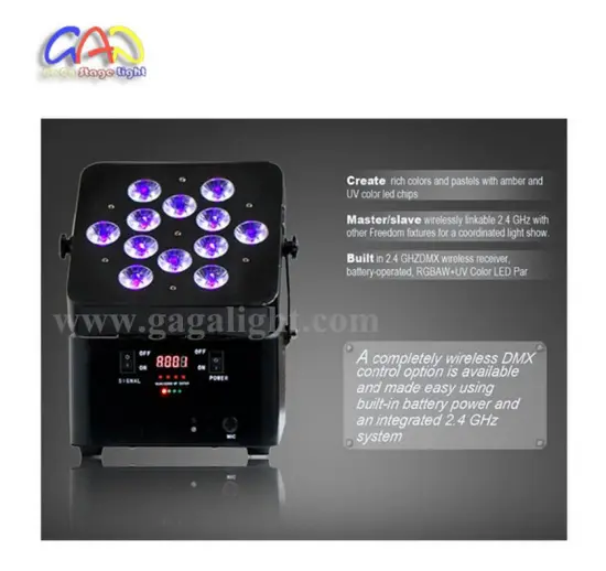 12*18W 6in1 Rgbawuv Battery Powered Wireless Freedoom LED PAR