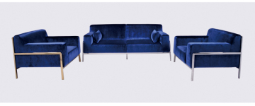 Luxury modern stainless steel Fabric sofa set living room furniture