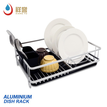 rack de secagem de pratos de alumínio de camada com talheres de bandeja