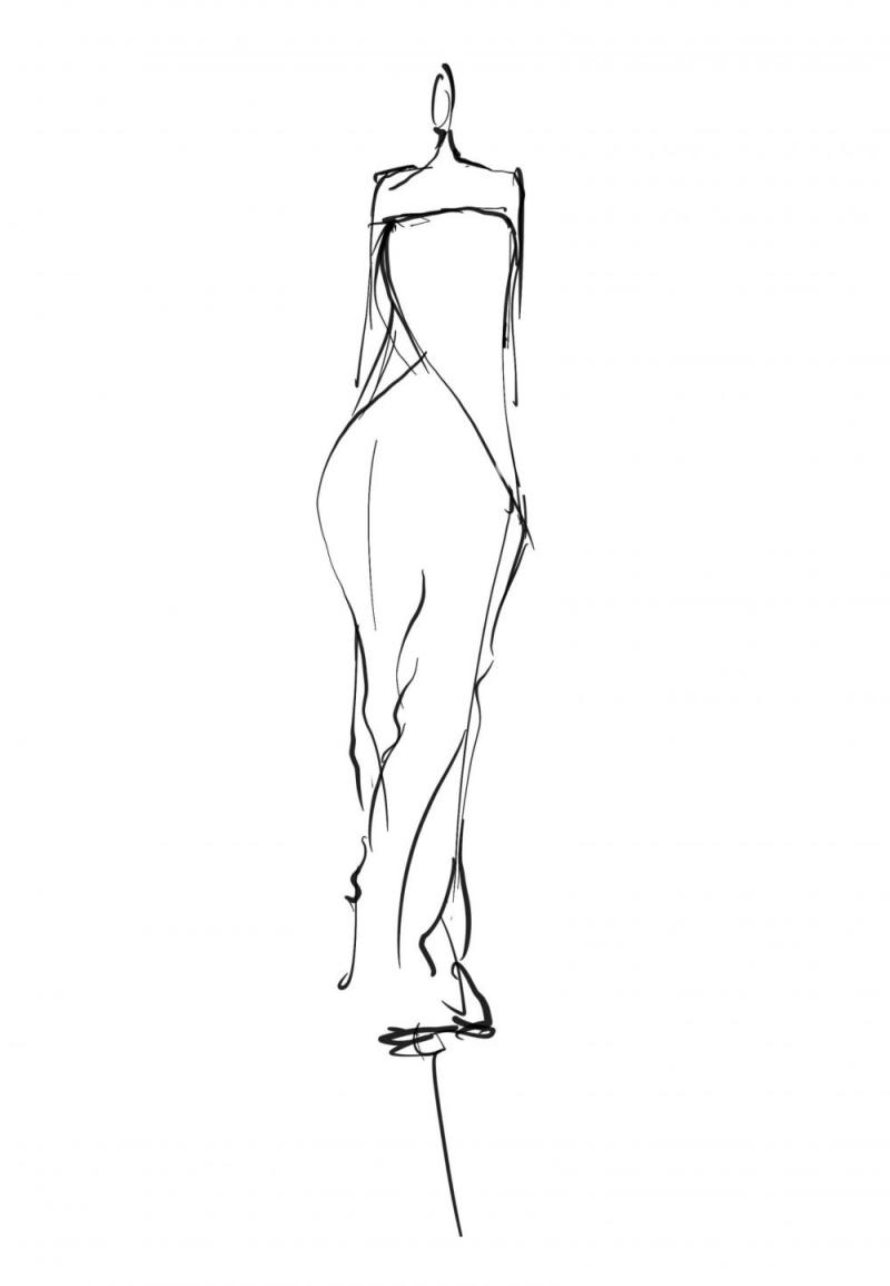 Fashion Design Sketch for Women's Attire