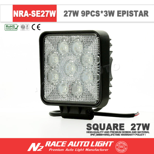 Guangdong Manufacturer Wholesale Square 27w Epistar led Work Light Spot Beam IP67 with Lifetime Warranty