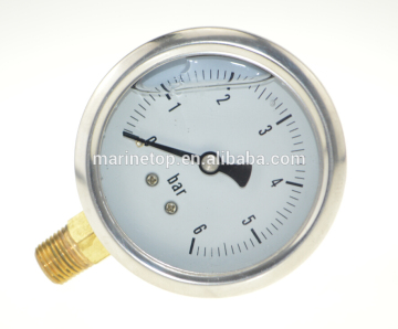 6 Bar SS Body Brass Connection Pressure Gauges