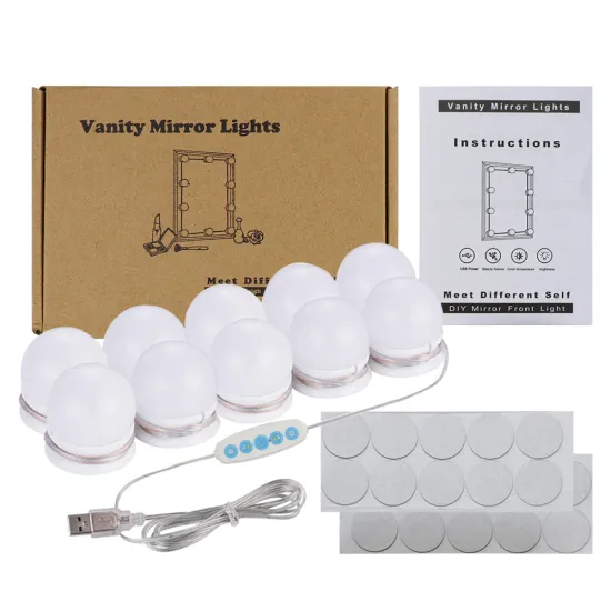 USB Powered LED Mirror Lamps: Hollywood Light Kit with Dimmable Bulbs for Bathroom Vanity