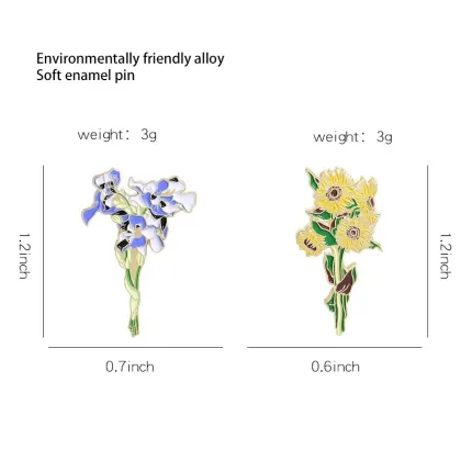 2023 New Van Gogh Sunflower Brooch Painted Enamel Pin