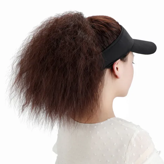 Fancy 16-inch Kinky Curly Wigs in Natural Black Color: Fluffy Hair with Adjustable Straps for Women