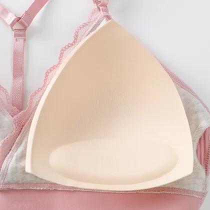 Cotton Flexible Bra French Style Triangle Cup Deep V Lace Bra for Women