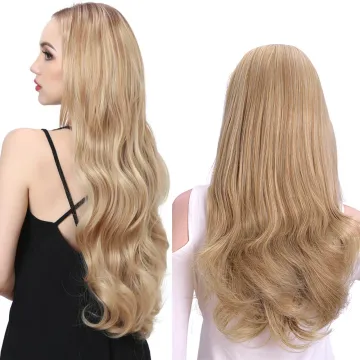 Wholesale Headband Wig Ombre Blonde Capless Wigs Hair Clips Extension 24Inches Wavy 3/4 Half Wig Synthetic Hair Extensions