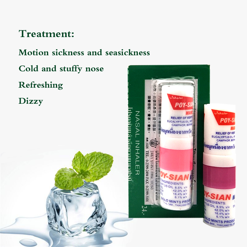 Thailand Herbal Nasal Inhaler Stick Mint Cylinder treament for Asthma Nasal congestion headache Refreshing Aroma Stick Inhaler