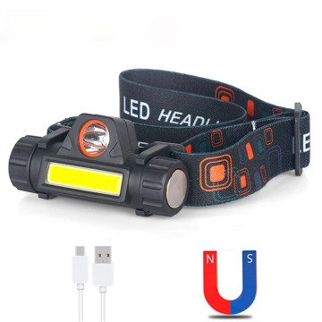 ไฟหน้า LED COB COB แบบชาร์จไฟได้ USB: ไฟฉายแบตเตอรี่ที่มีประสิทธิภาพกันน้ำแม่เหล็กและยาวนาน 1200mAh