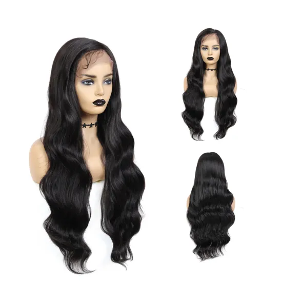 X-TRESS Lowest Price 30" Long Curly Side Part Black Pre-colored Wig Wavy Natural Hair Wigs Synthetic Lace Front Wig For Women
