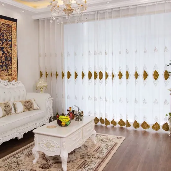 Wholesale European Style Embroidered Sheer Curtains for Luxury Living Room Décor