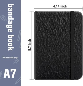 A7 tascabile tascabile con 200 pagine - copertina in pelle, segnalibri e chiusura elastica