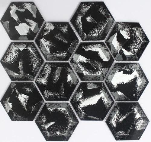 Siyah altıgen Crystal Mozaik