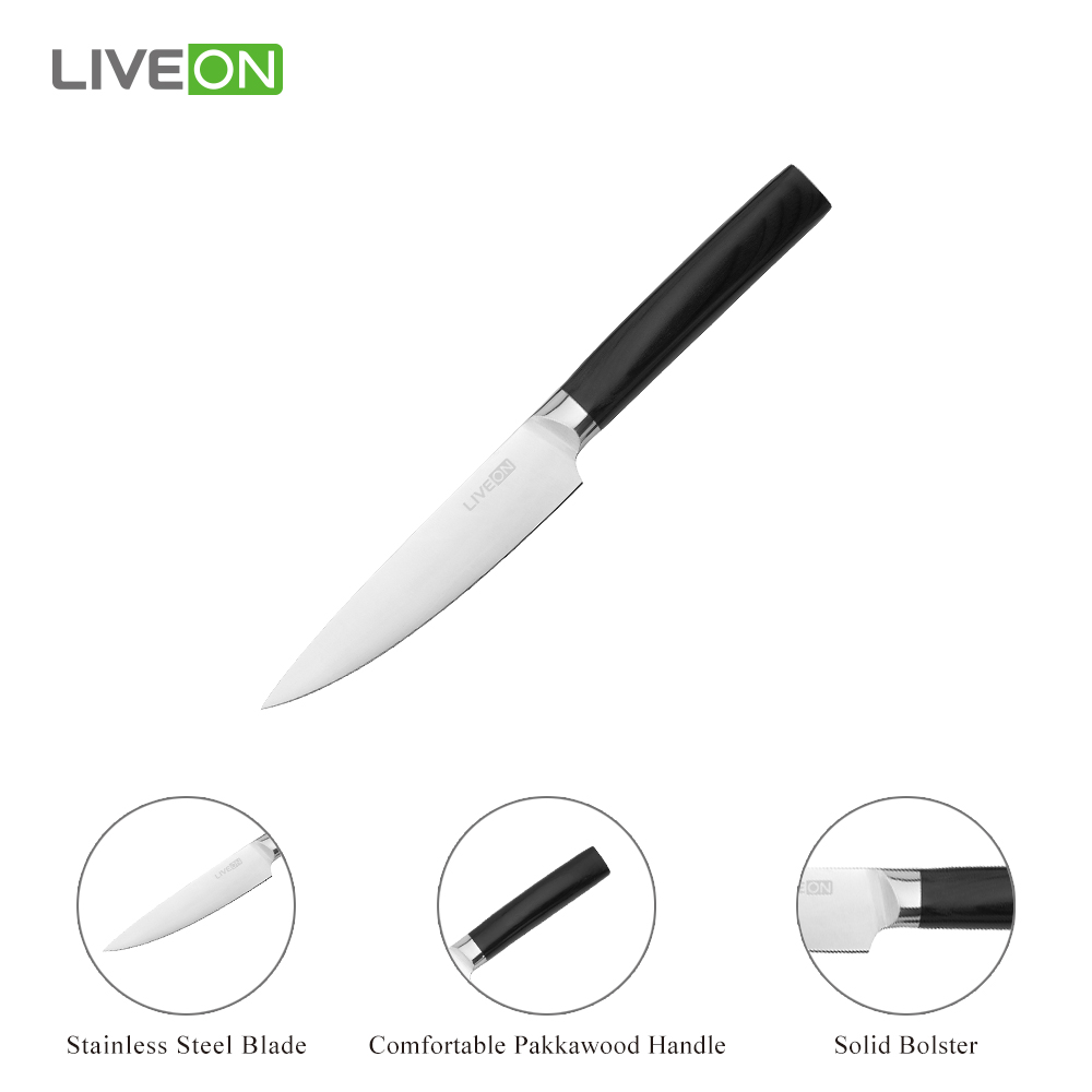 5 inch roestvrijstalen Pakkawood handvat Utility Knife