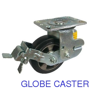 Braked Shock Absorbing Caster, Zinc Plated,MOQ:50PCS, Ball Bearing
