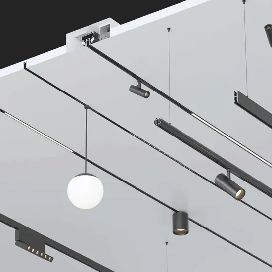 Surface Mounted Black Aluminum 2 Wires Magnetic Rail Track Smart Tuya Zigbee Light System