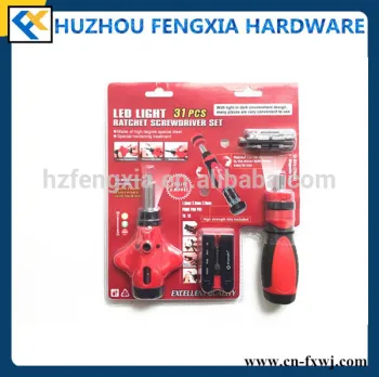 FX04059 High Degree Special Steel LED Light 31pcs Ratchet Screwdriver Set