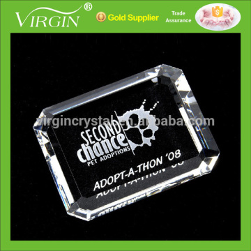 Promotional gift item K9 crystal rectangle paperweight with company logo as anniversary gift