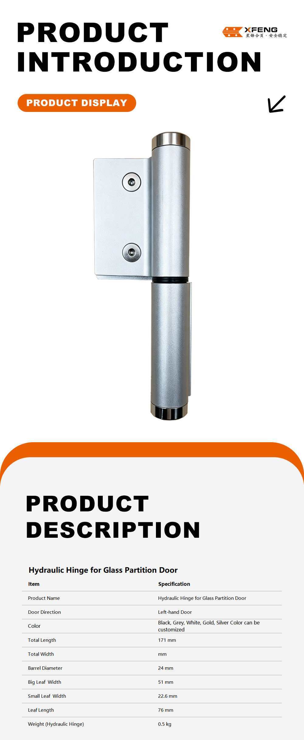 6-Hydraulic Hinge for Glass Partition Door-x