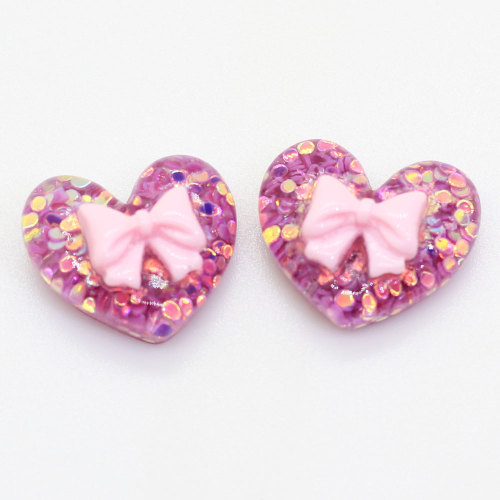 100pcs Herz Bowknot Shaped Harz Cabochon Flat Back Perlen Schleim Mädchen Haarschmuck DIY Spielzeug Dekor Charms