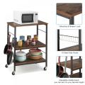 3-Tier Kitchen Island Utility Storage Cart with Hooks