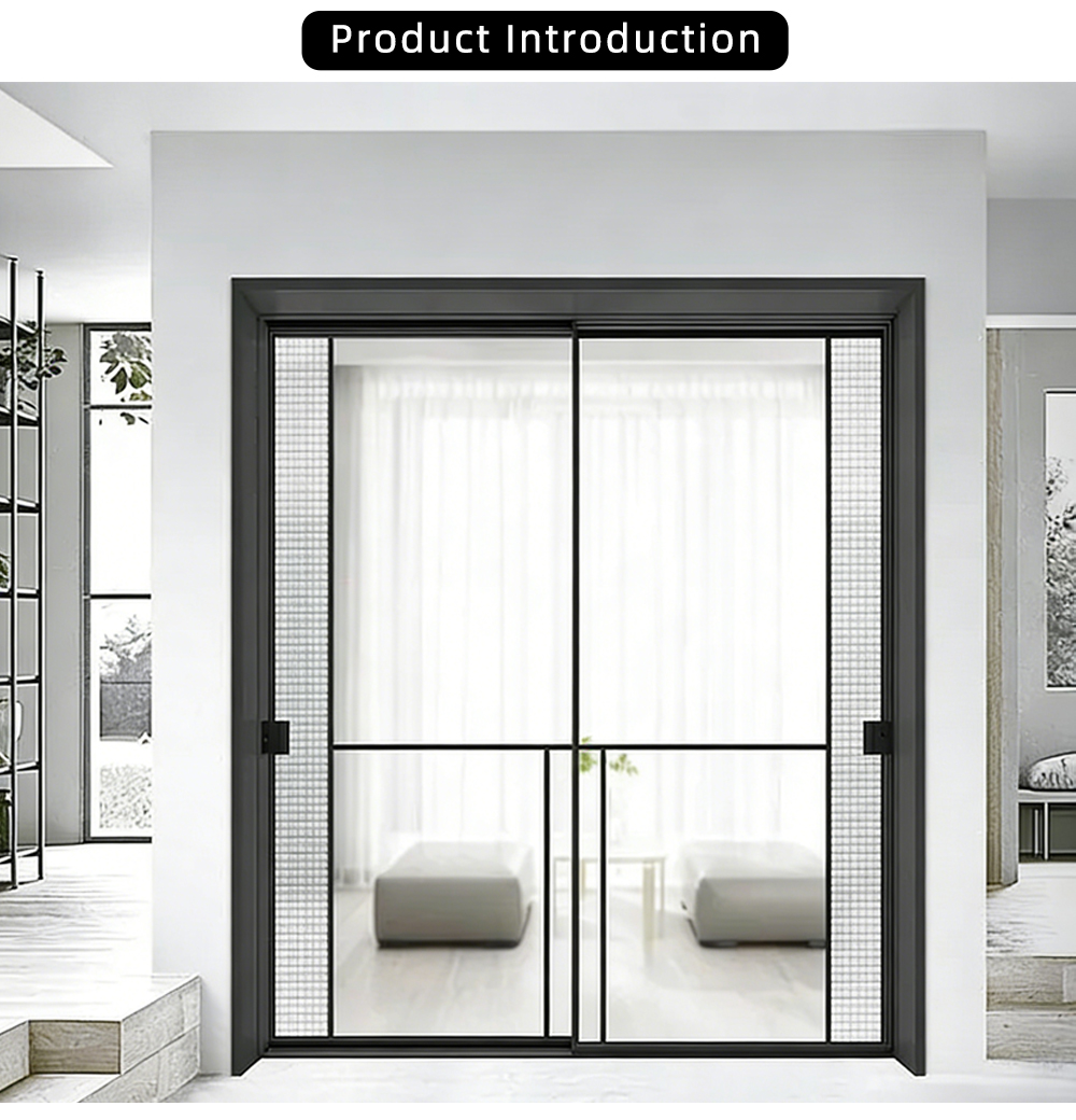 Modern Grid Single Glass Sliding Door YJ-R004 X