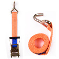 2" 5T 50mm Middle Plastic Handle Ratchet Buckle Tie Down Orange Straps With 2 Inch Single J Hooks