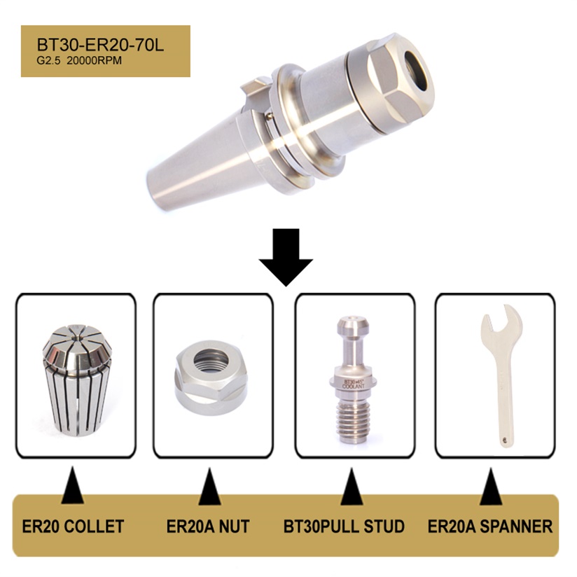 Accessoires pour machines CNC BT30-ER20-70 mandrins à pinces type BT porte-outils