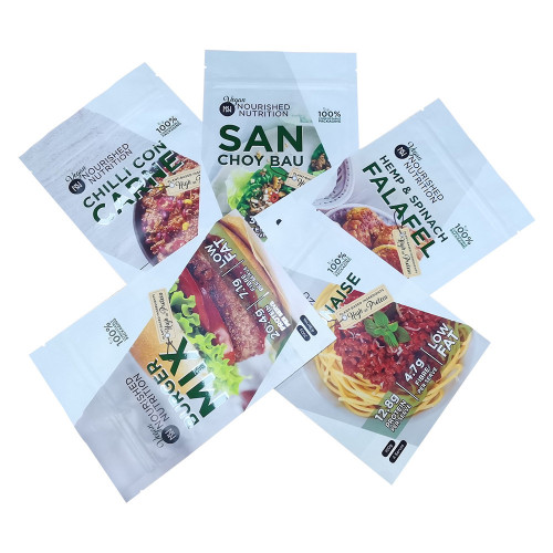 Compostable food stand up pouches with zipper