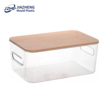 Bamboo Lid Container Clear Storage Box Pantry Bin