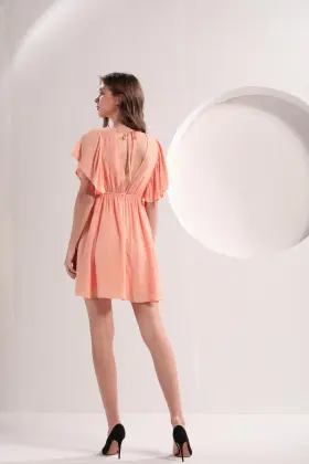 Women's Crepe Butterfly Peach Color Dress